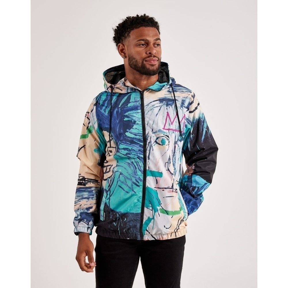 Jean-Michel Basquiat x Members Only Graffiti Hooded Zip Up Jacket Size Small